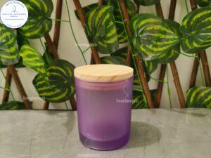 Envase esmerilado para velas con tapa tipo bambú cod: ENESM - Lila cod: ENESM-L
