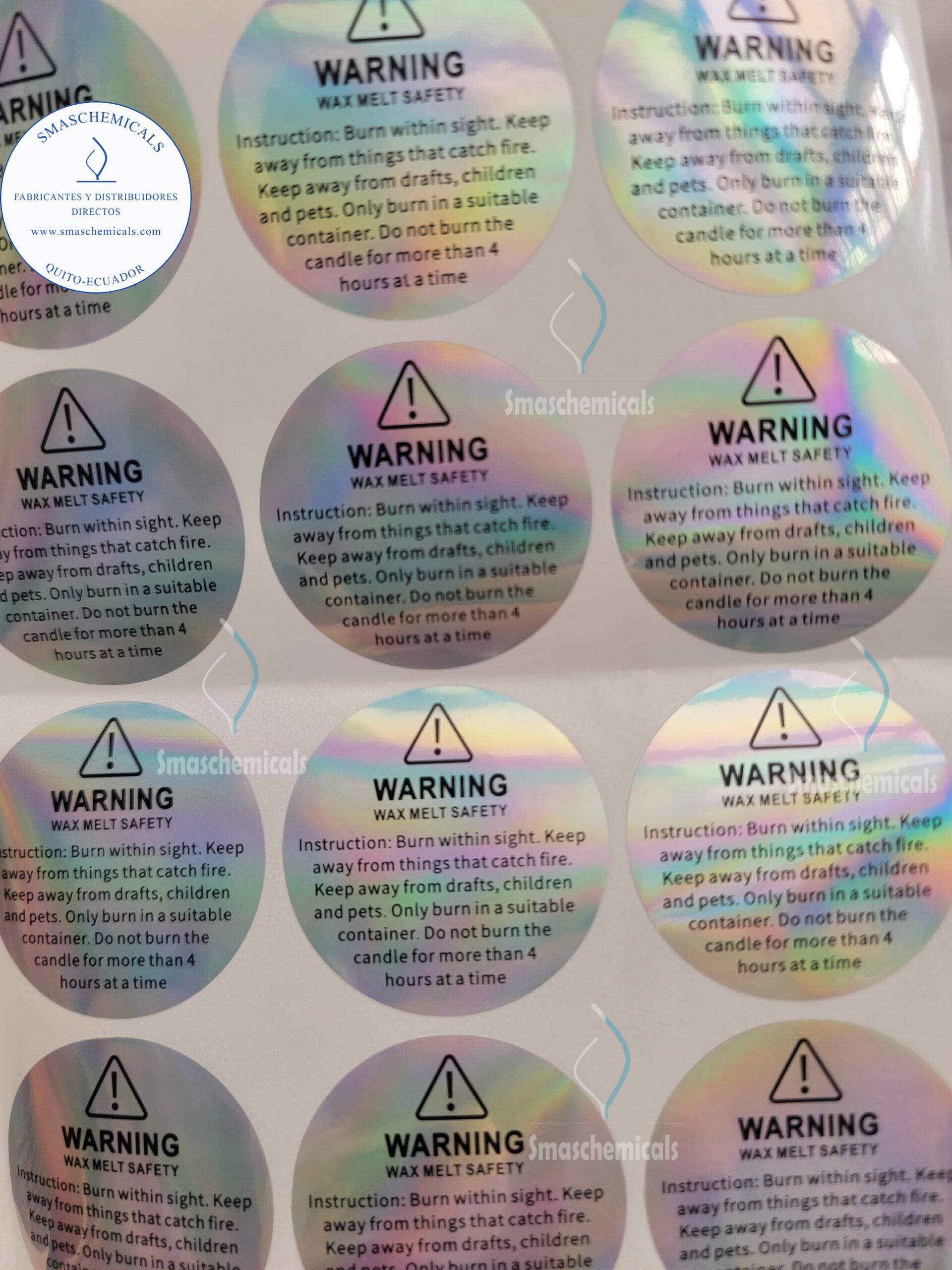 Pegatinas de advertencia para velas plancha de 20 pegatinas. cod: PGAD - Imagen 2