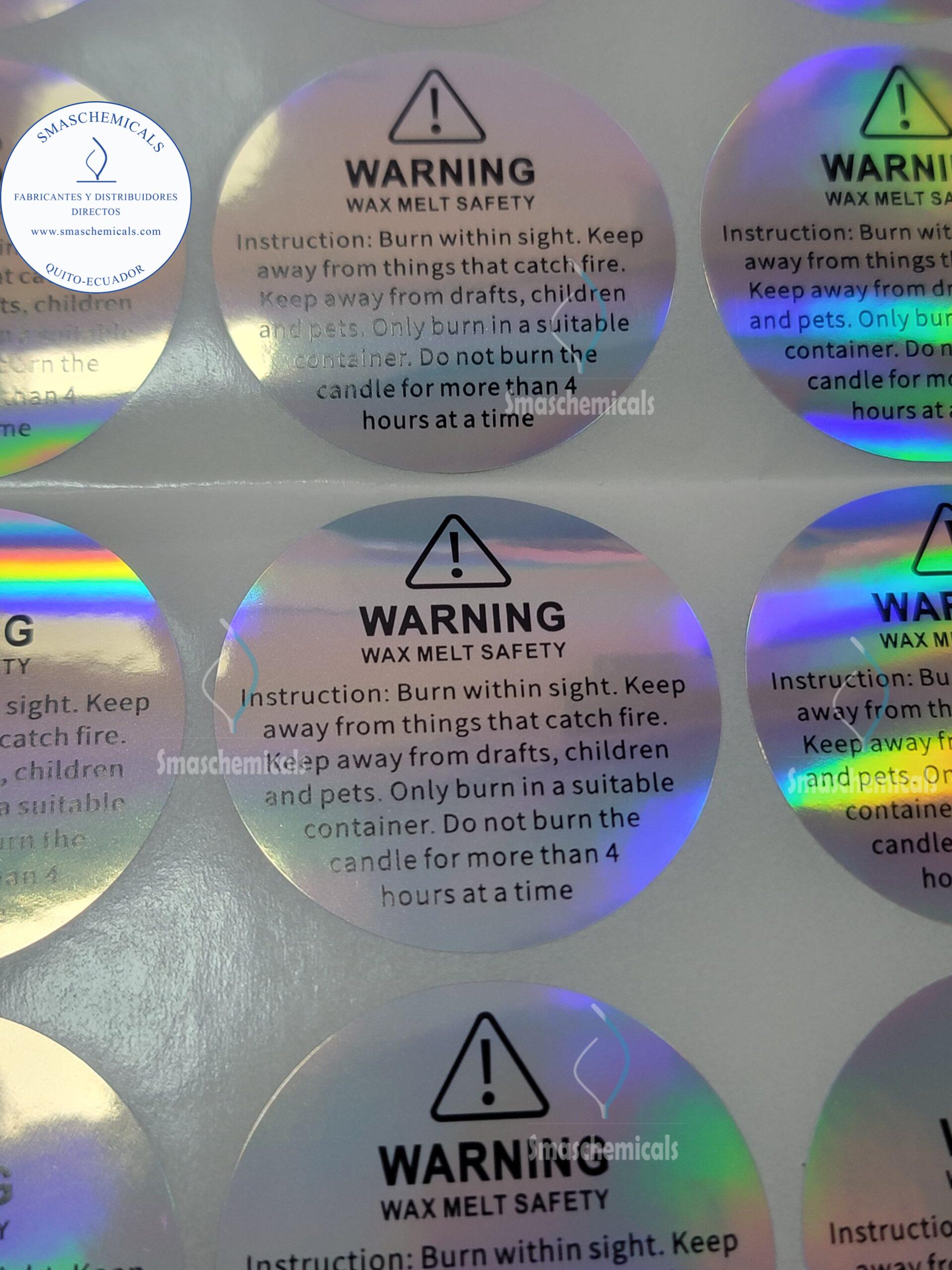 Pegatinas de advertencia para velas plancha de 20 pegatinas. cod: PGAD - Imagen 3