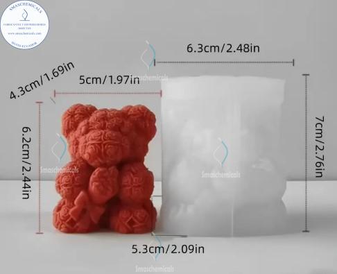 Molde oso de flores con ramo A557 - Imagen 2