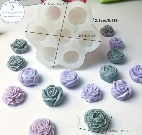 Molde juego de flores peonía 7 cavidades A558 - Imagen 2