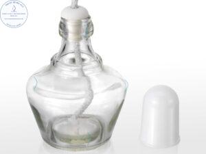 Quemador de Alcohol de Vidrio con Mecha y Tapa Plástica