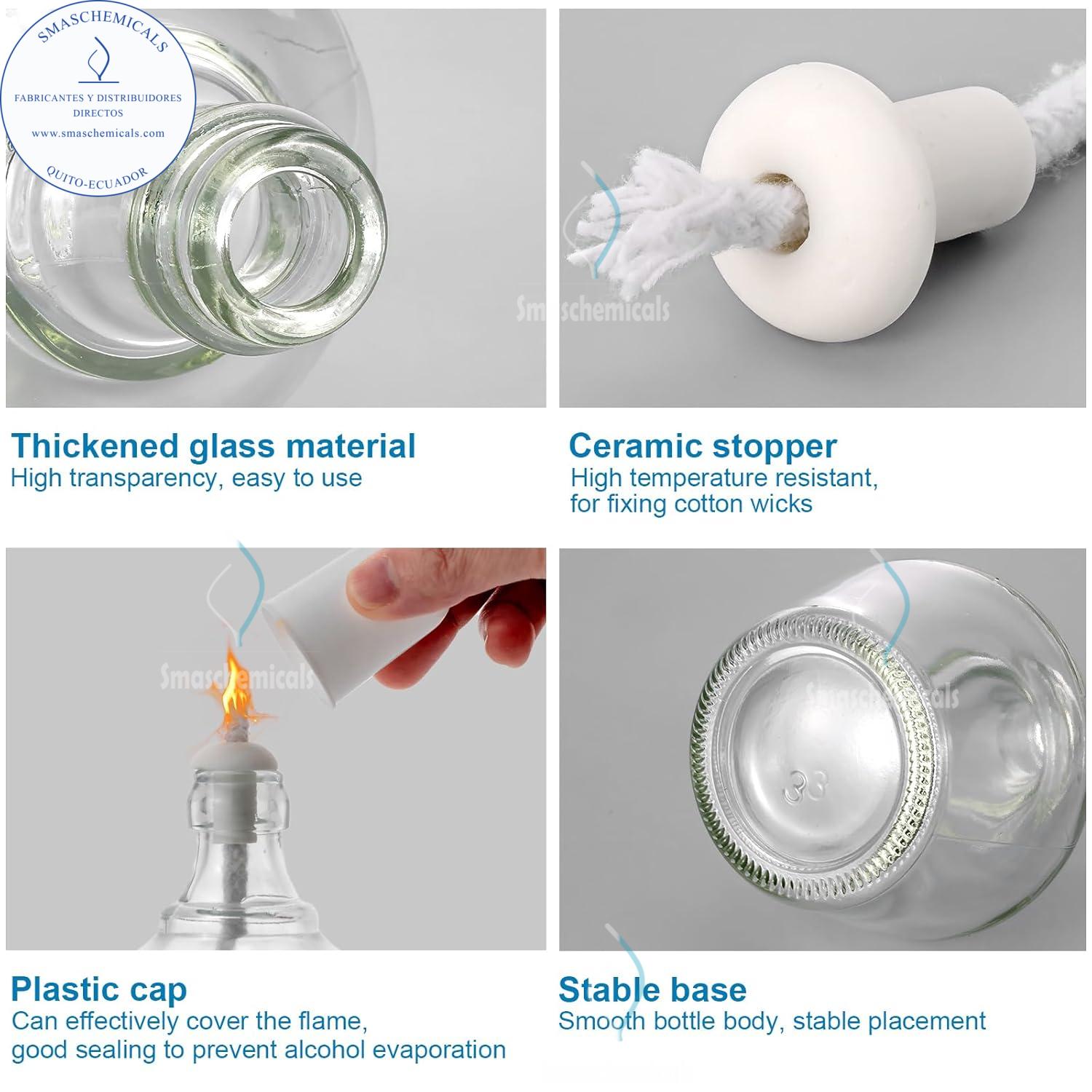 Quemador de Alcohol de Vidrio con Mecha y Tapa Plástica - Imagen 2