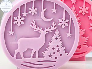 Molde bombillo navideño 2D, reno y árbol de navidad M761