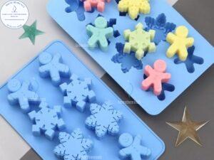 MOLDE de Navidad Muñeco de Jengibre y Copos de Nieve E104