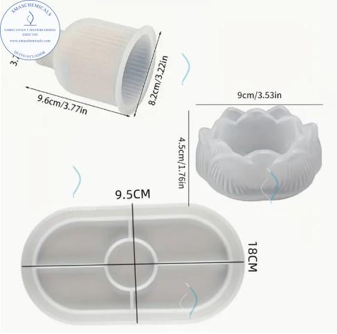MOLDES Juego de Bandeja Ovalada, Jarrón Y Porta velas M813 - Imagen 2