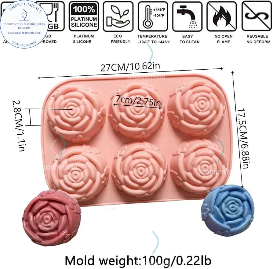 Molde de silicón rosas x 6 M564 - Imagen 2