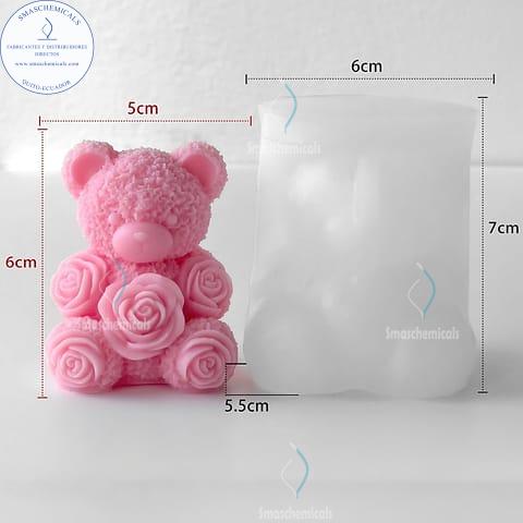 Molde de Silicona 3D de Oso con Rosas para Velas M580