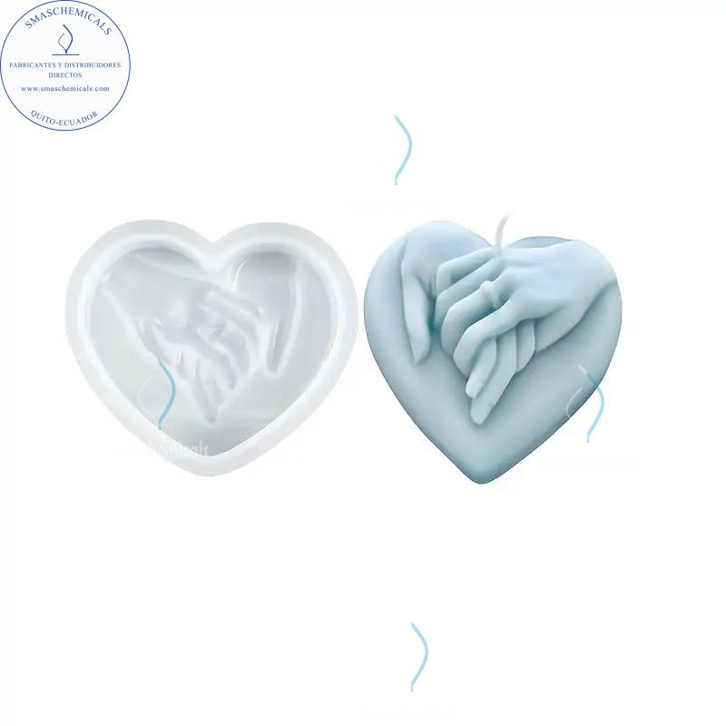 Molde de Silicona 3D de Corazón con Manos Entrelazadas M582