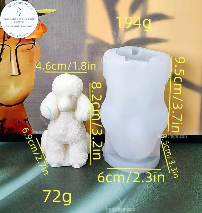 Molde de Silicona 3D de Perro Poodle Caniche para Velas M587 - Imagen 2